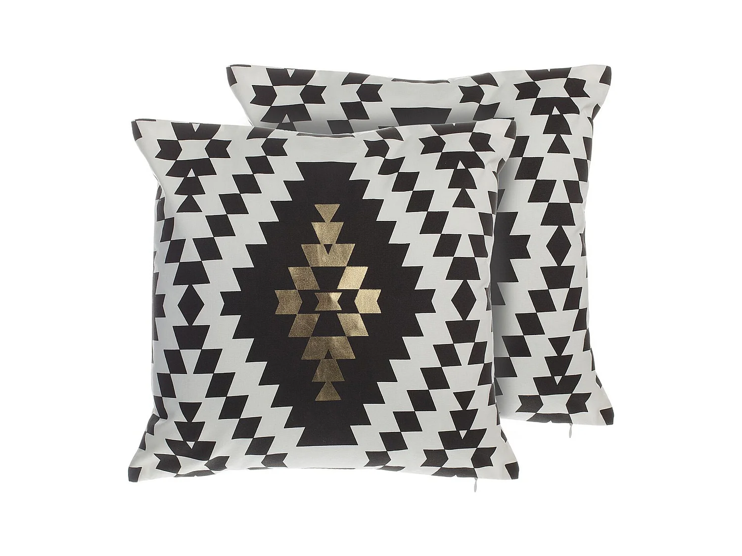 Lot de 2 coussins décoratifs COLEUS Coton 45 x 45 cm Noir Motif géométrique