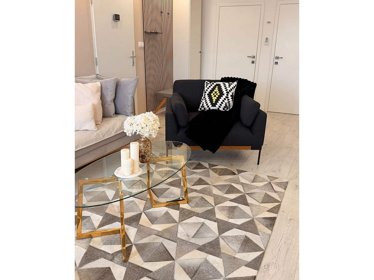 Lot de 2 coussins décoratifs COLEUS Coton 45 x 45 cm Noir Motif géométrique
