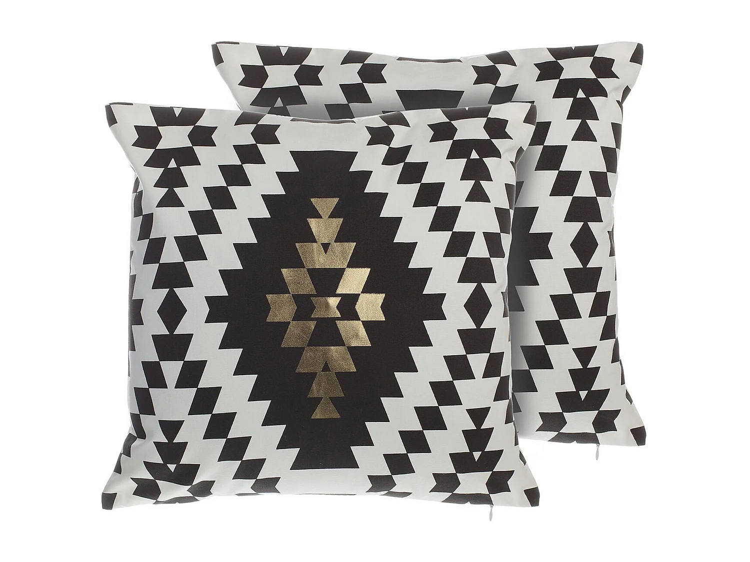 Set of 2 Decorative Cushions COLEUS Cotton 45 x 45 cm Black Geometric Pattern