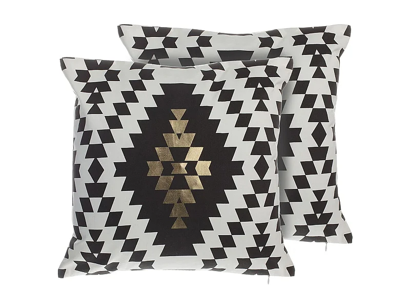 Zestaw 2 poduszek dekoracyjnych COLEUS Bawełna 45 x 45 cm Czarny Wzór geometryczny
