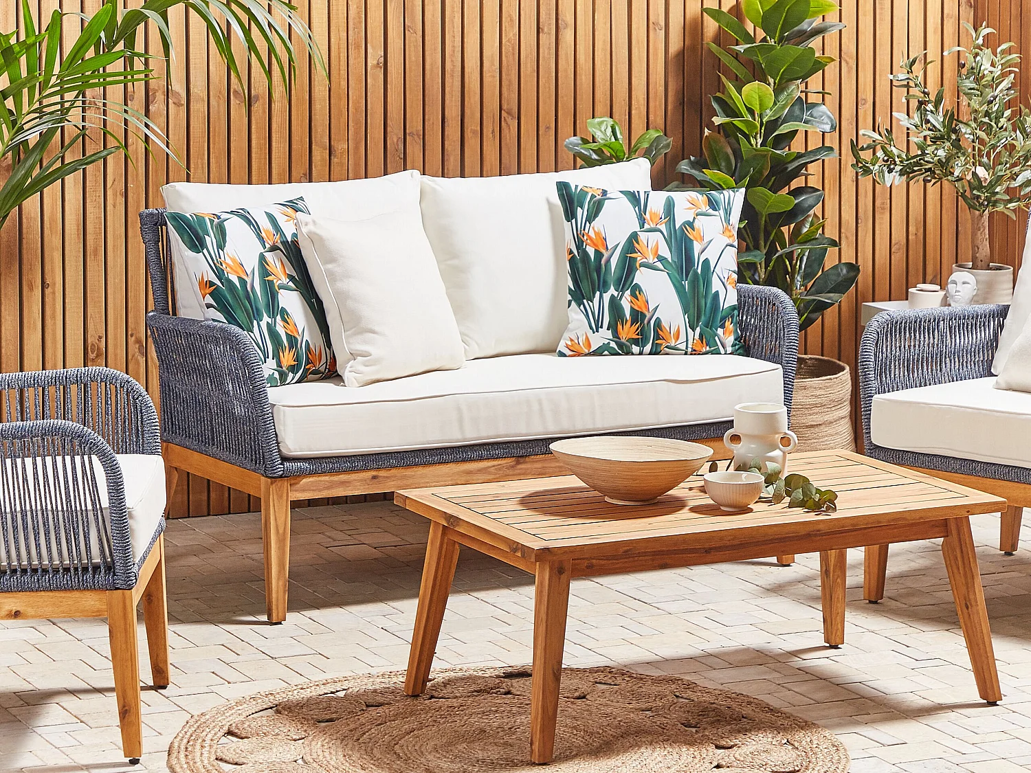 Conjunto de 2 almofadas de jardim TSOTYLI Padrão floral 45 x 45 cm Verde