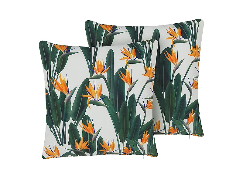 Lot de 2 coussins d'extérieur TSOTYLI Motif floral 45 x 45 cm Vert