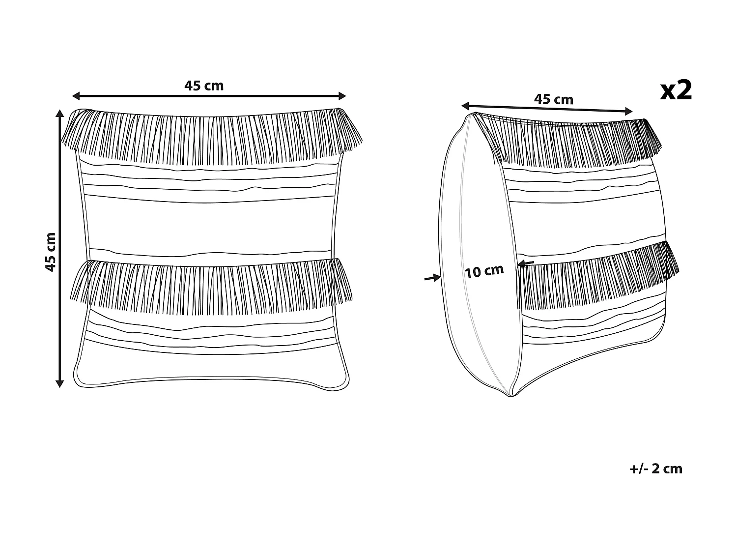 Set van 2 decoratieve kussens VILLUR Katoen 45 x 45 cm Beige Gestreept