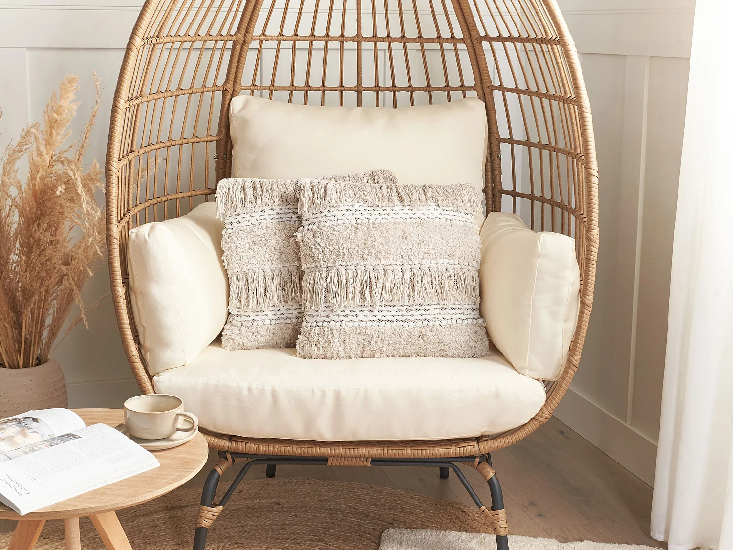 Lot de 2 coussins décoratifs VILLUR Coton 45 x 45 cm Beige À rayure