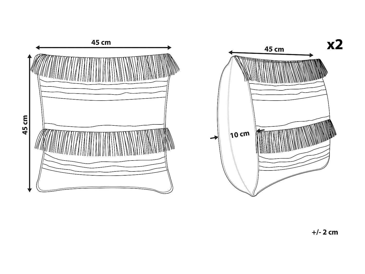 Set van 2 decoratieve kussens VILLUR Katoen 45 x 45 cm Beige Gestreept