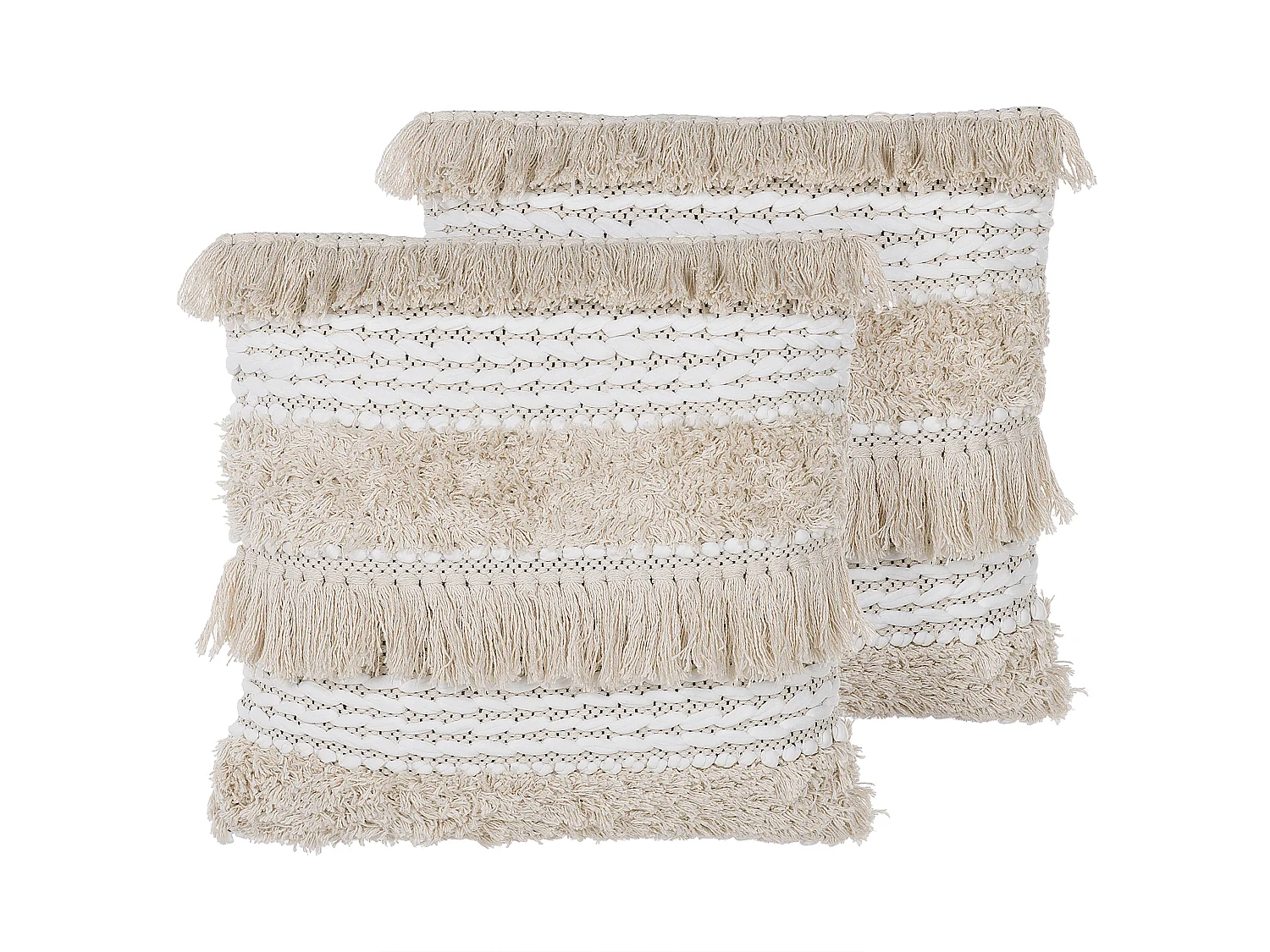 Set of 2 Decorative Cushions VILLUR Cotton 45 x 45 cm Beige Striped
