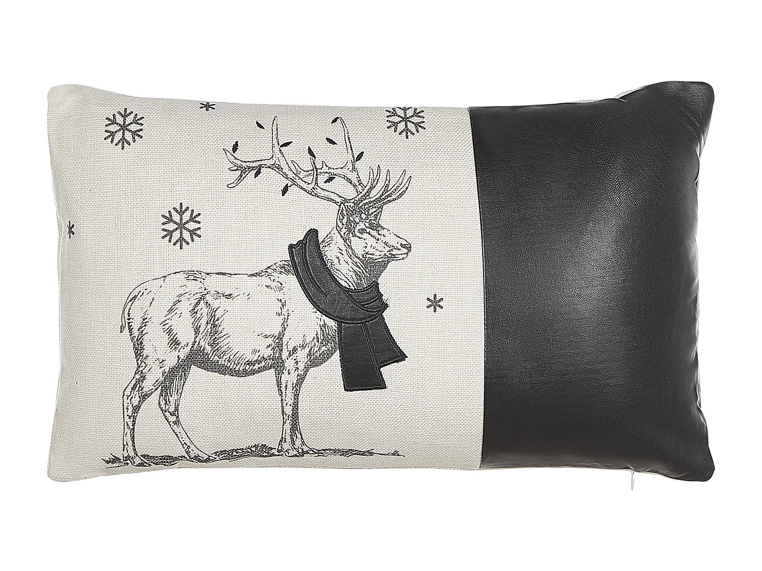 Lot de 2 coussins décoratifs SVEN Cuir PU 30 x 50 cm Noir Motif de Noël