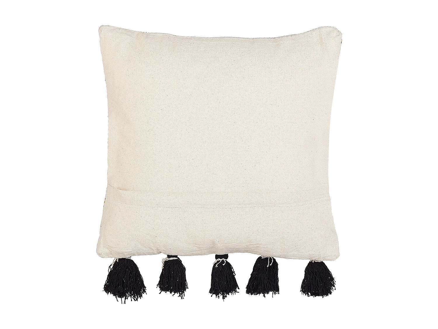 Coussin en Coton Motif Géométrique à Pompons Beige et Noir 45 x 45 cm SAMBUCUS