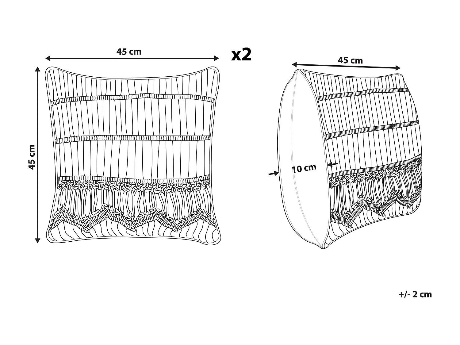Conjunto de 2 almofadas decorativas AKKOY Algodão 45 x 45 cm Laranja Padrão geométrico