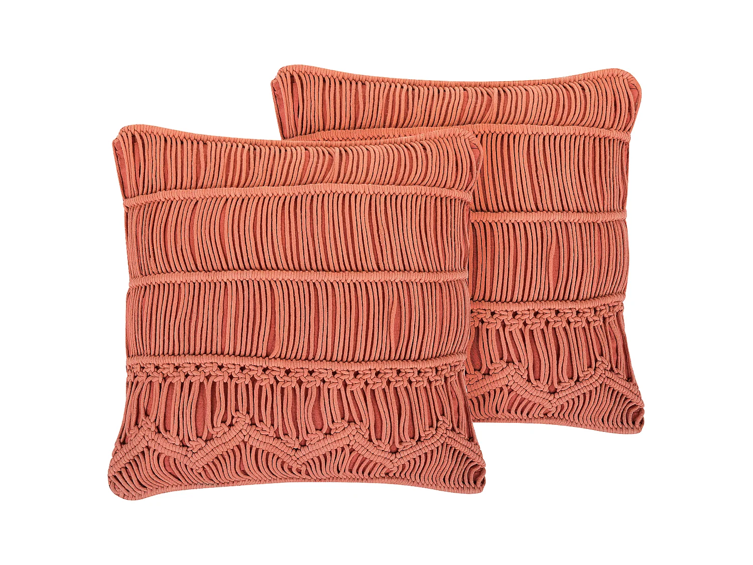 Lot de 2 coussins décoratifs AKKOY Coton 45 x 45 cm Orange Motif géométrique