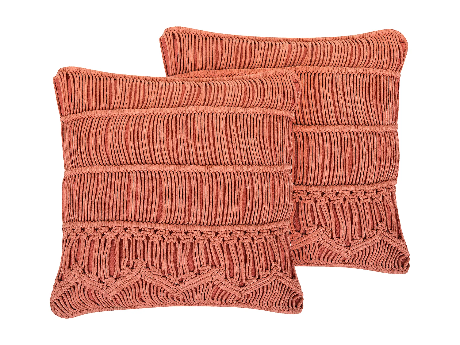 Lot de 2 coussins décoratifs AKKOY Coton 45 x 45 cm Orange Motif géométrique