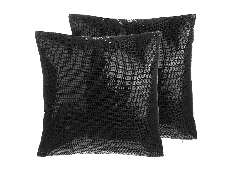 Lot de 2 coussins décoratifs ASTER 45 x 45 cm Noir Unicolore