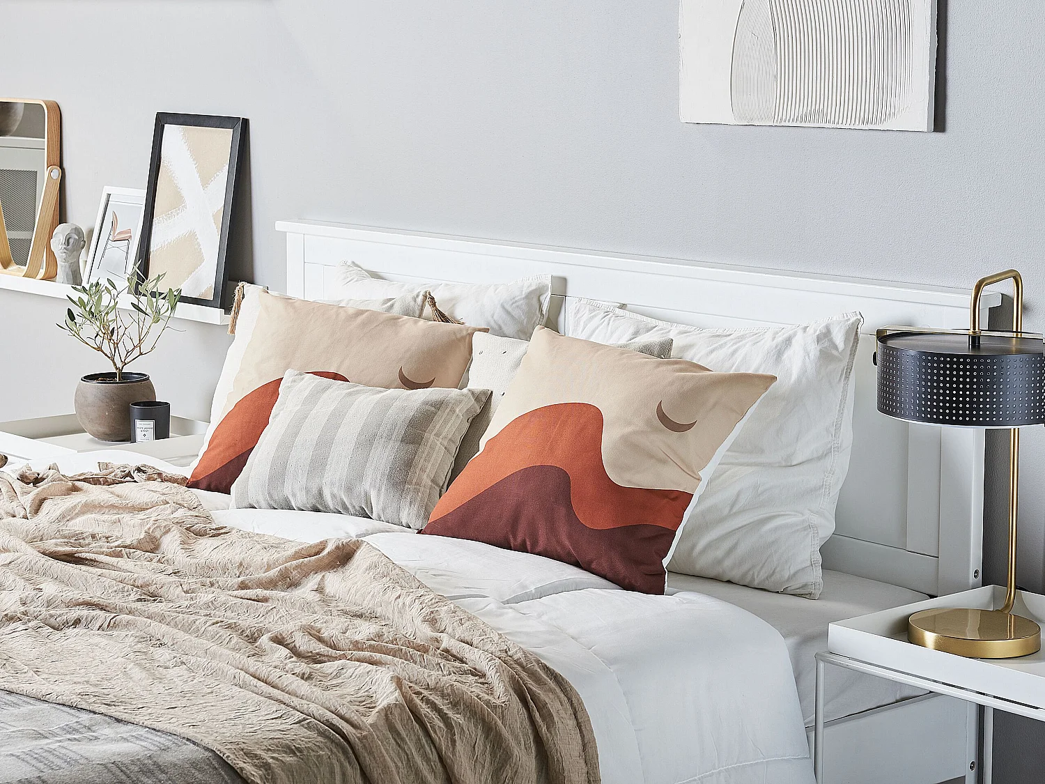 Modernes Dekokissen 2er Set Stoff bunt Wellenmuster 45x45 cm quadratisch Fesruca