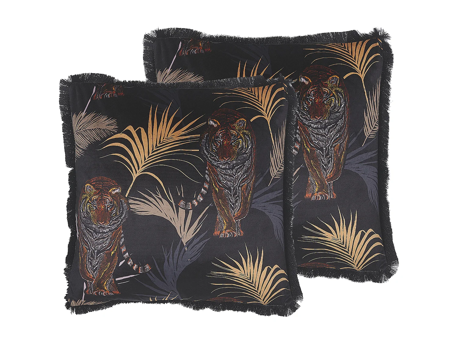 Conjunto de 2 almofadas decorativas RAMTEK Veludo 45 x 45 cm Preto Padrão animal