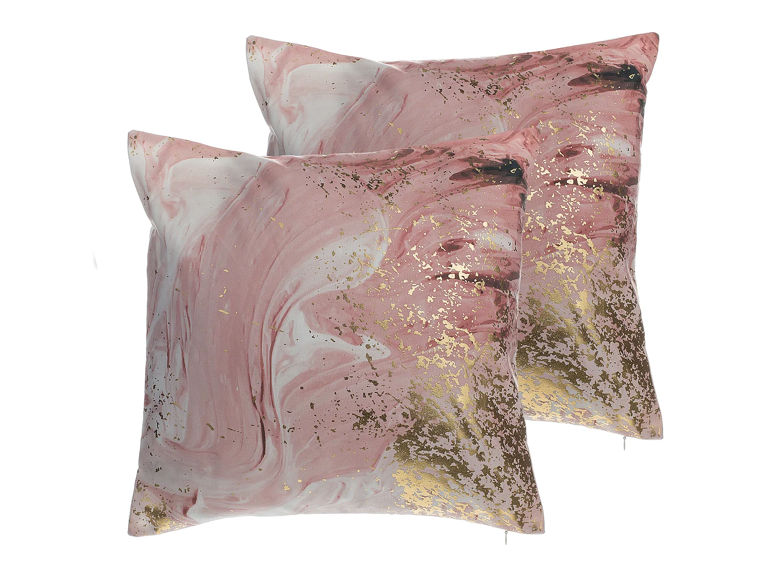 Lot de 2 coussins décoratifs LANTANA 45 x 45 cm Rose Effet marbre
