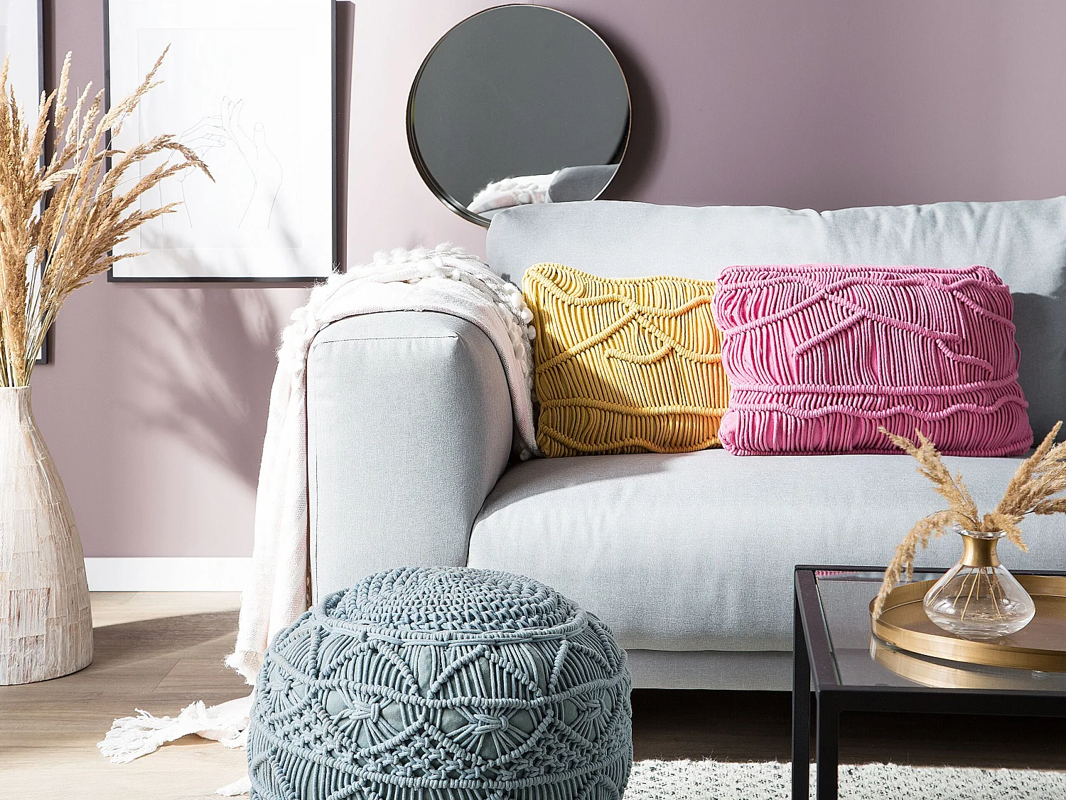 Lot de 2 coussins décoratifs KIRIS Coton 30 x 50 cm Jaune Motif géométrique