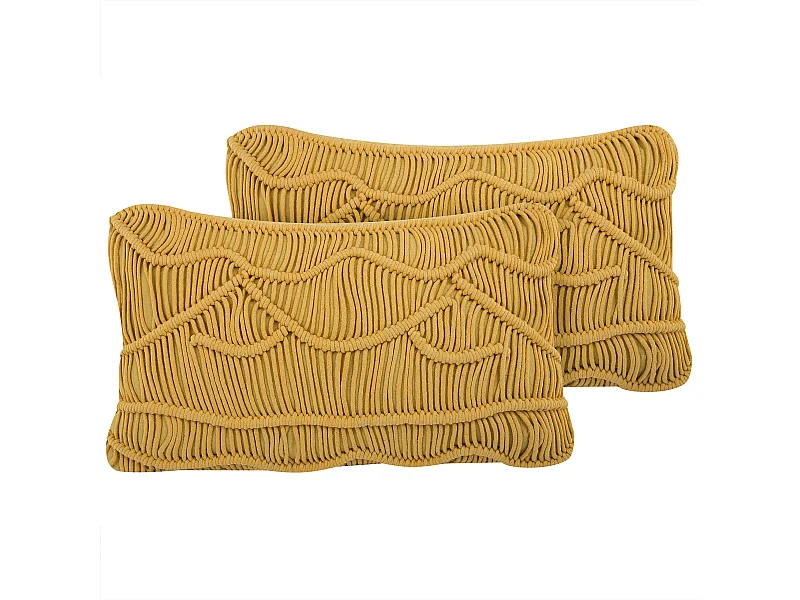 Set di 2 cuscini cotone blu macramè 45 x 40 cm GOREME