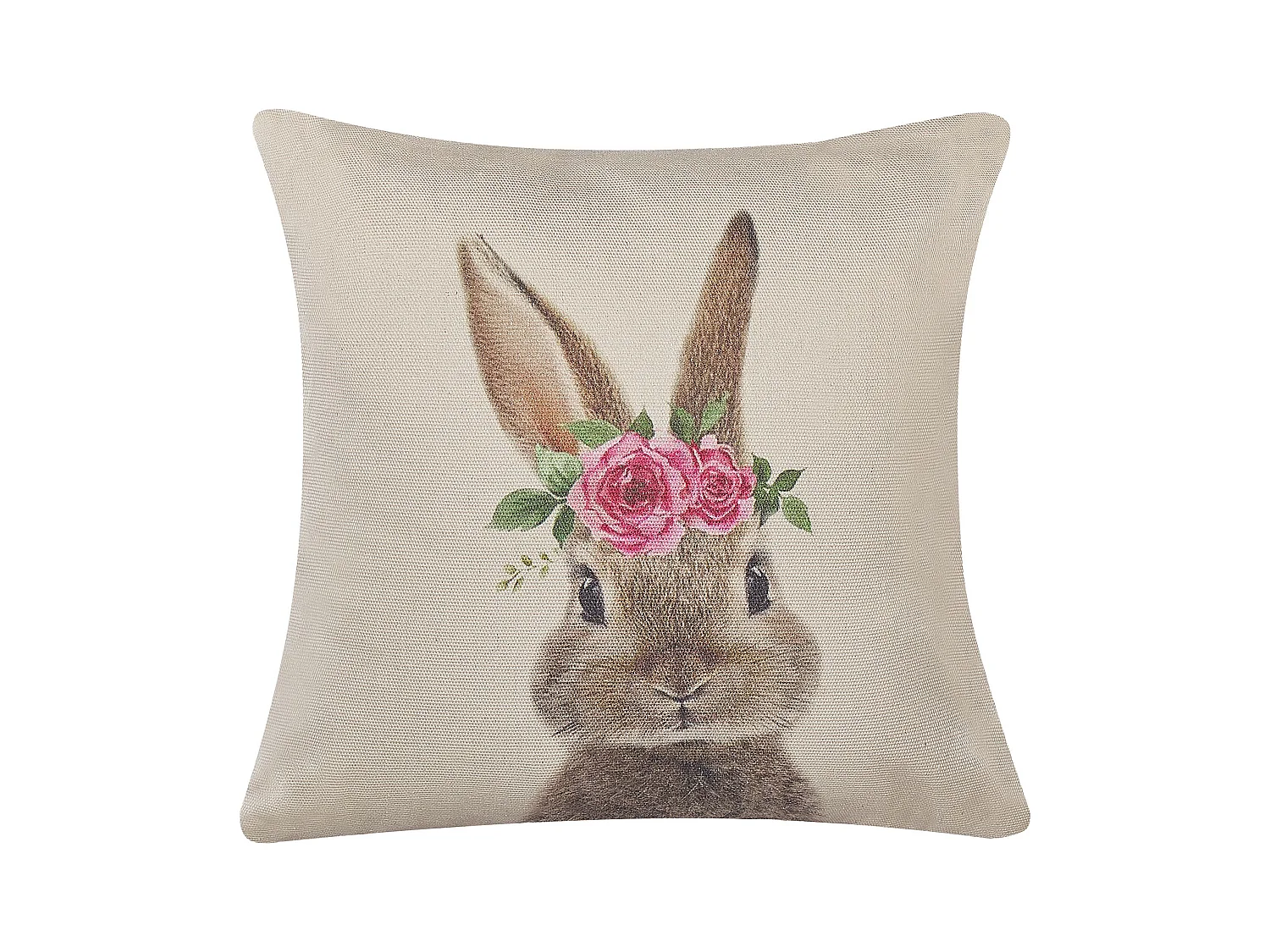 Sierkussen set van 2 konijnenprint grijs/roze 45 x 45 cm TULIPA