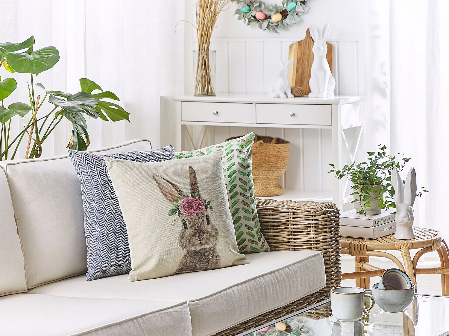 Lot de 2 coussins décoratifs TULIPA 45 x 45 cm Taupe