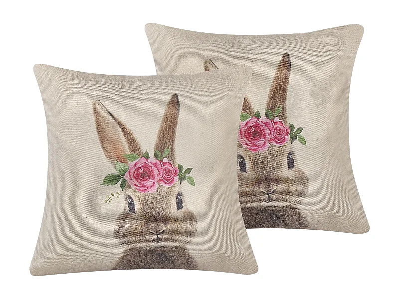 Lot de 2 coussins décoratifs TULIPA 45 x 45 cm Taupe