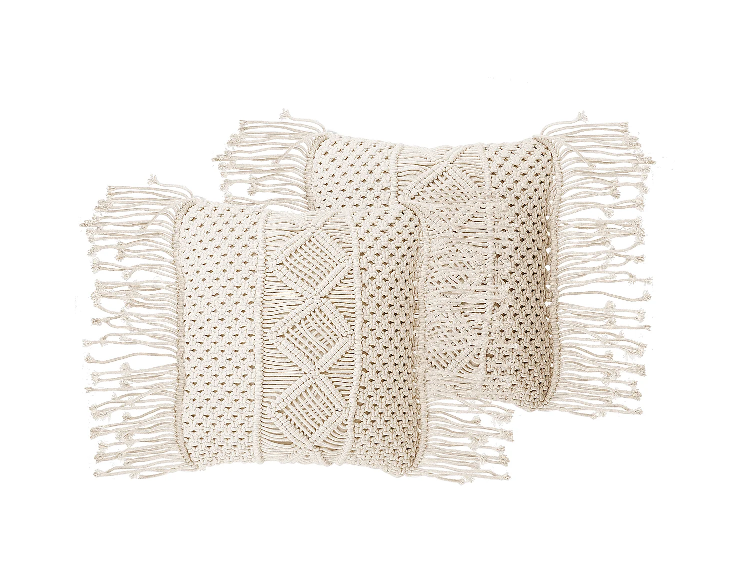 Lot de 2 coussins décoratifs YORTAN Coton 45 x 45 cm Beige clair Motif géométrique