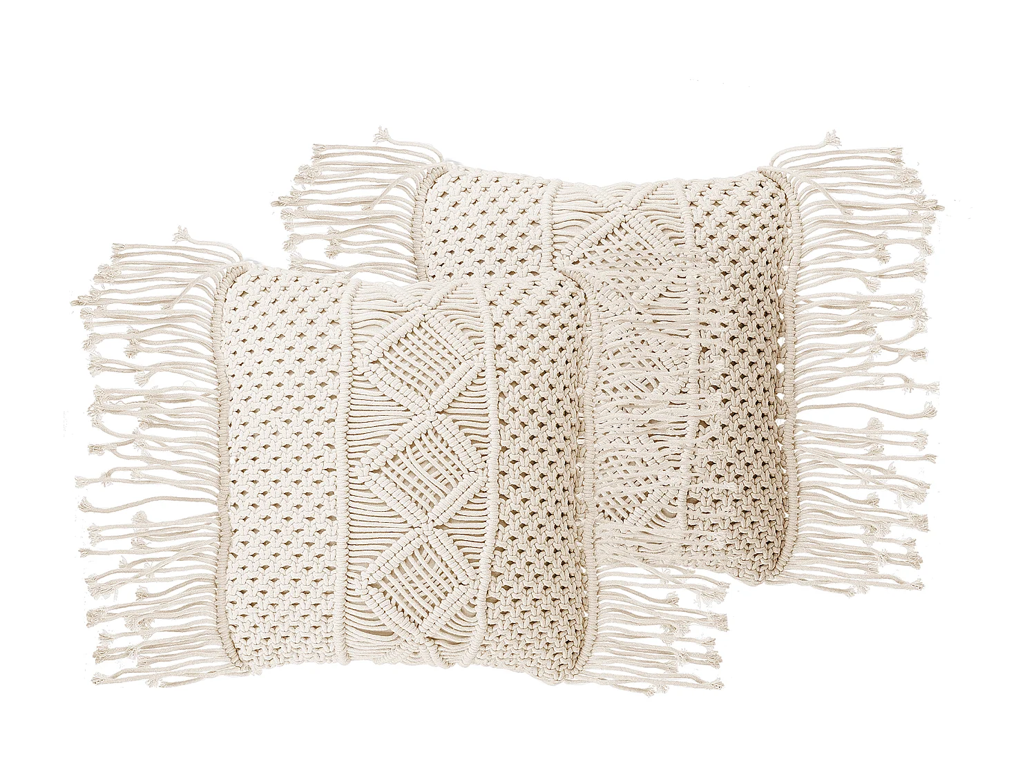 Lot de 2 coussins décoratifs YORTAN Coton 45 x 45 cm Beige clair Motif géométrique