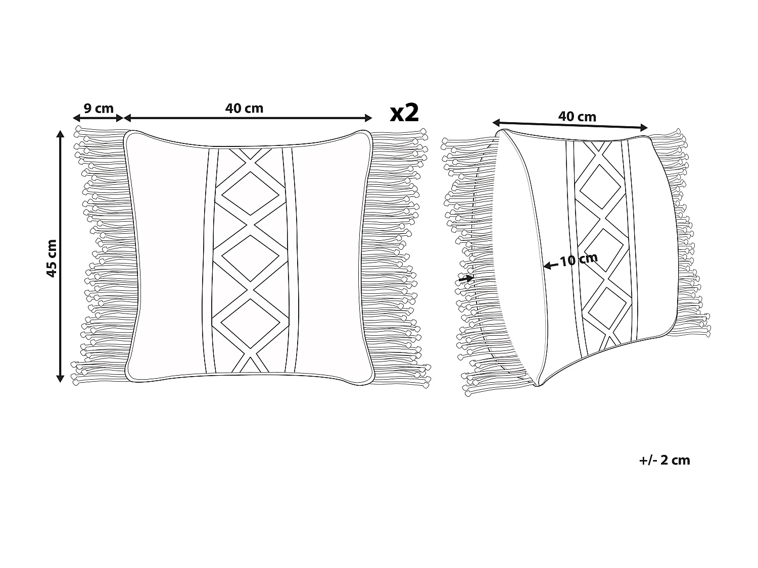 Dekokissen 2er Set YORTAN Baumwolle 45 x 45 cm Hellbeige Geometrisches Muster