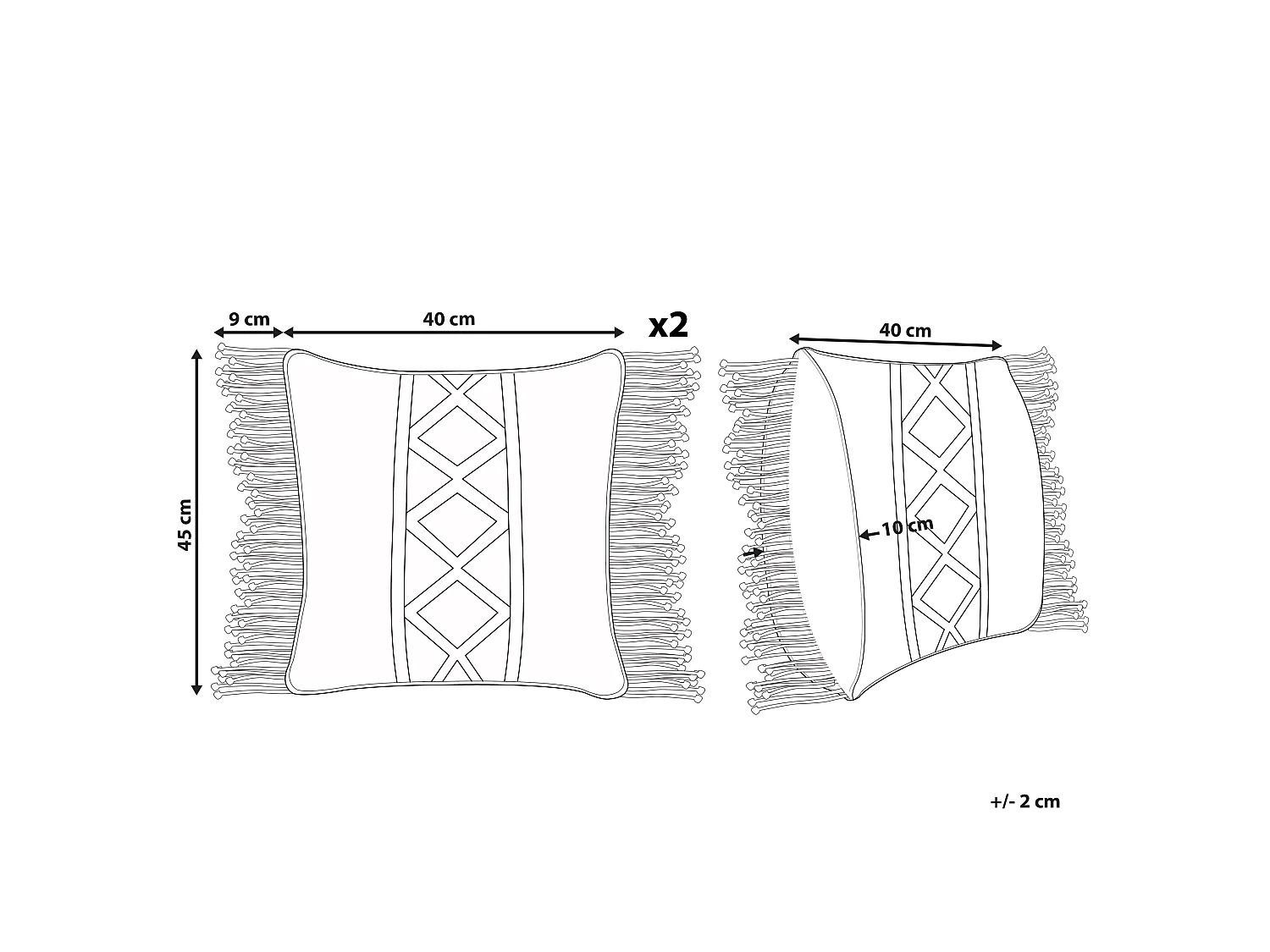 Lot de 2 coussins décoratifs YORTAN Coton 45 x 45 cm Beige clair Motif géométrique