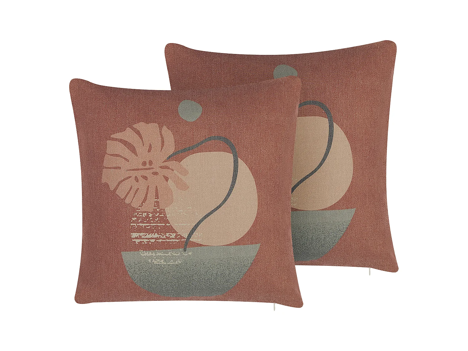 Lot de 2 coussins décoratifs AGERATUM 45 x 45 cm Rouge clair Motif abstrait