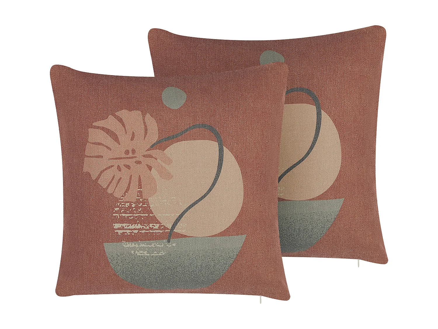 Lot de 2 coussins décoratifs AGERATUM 45 x 45 cm Rouge clair Motif abstrait