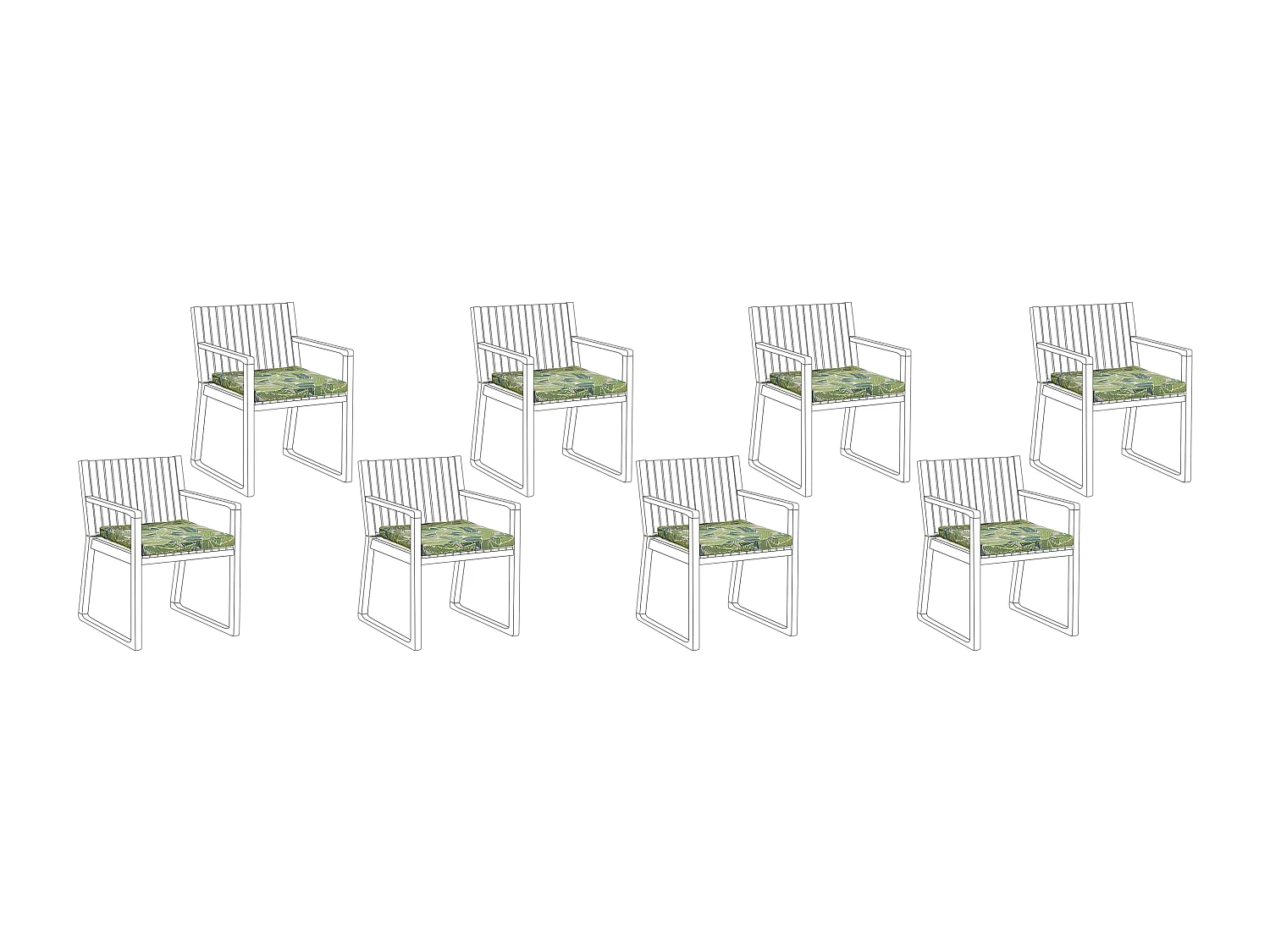 Set di 8 cuscini per sedie SASSARI 46 x 46 cm Verde chiaro