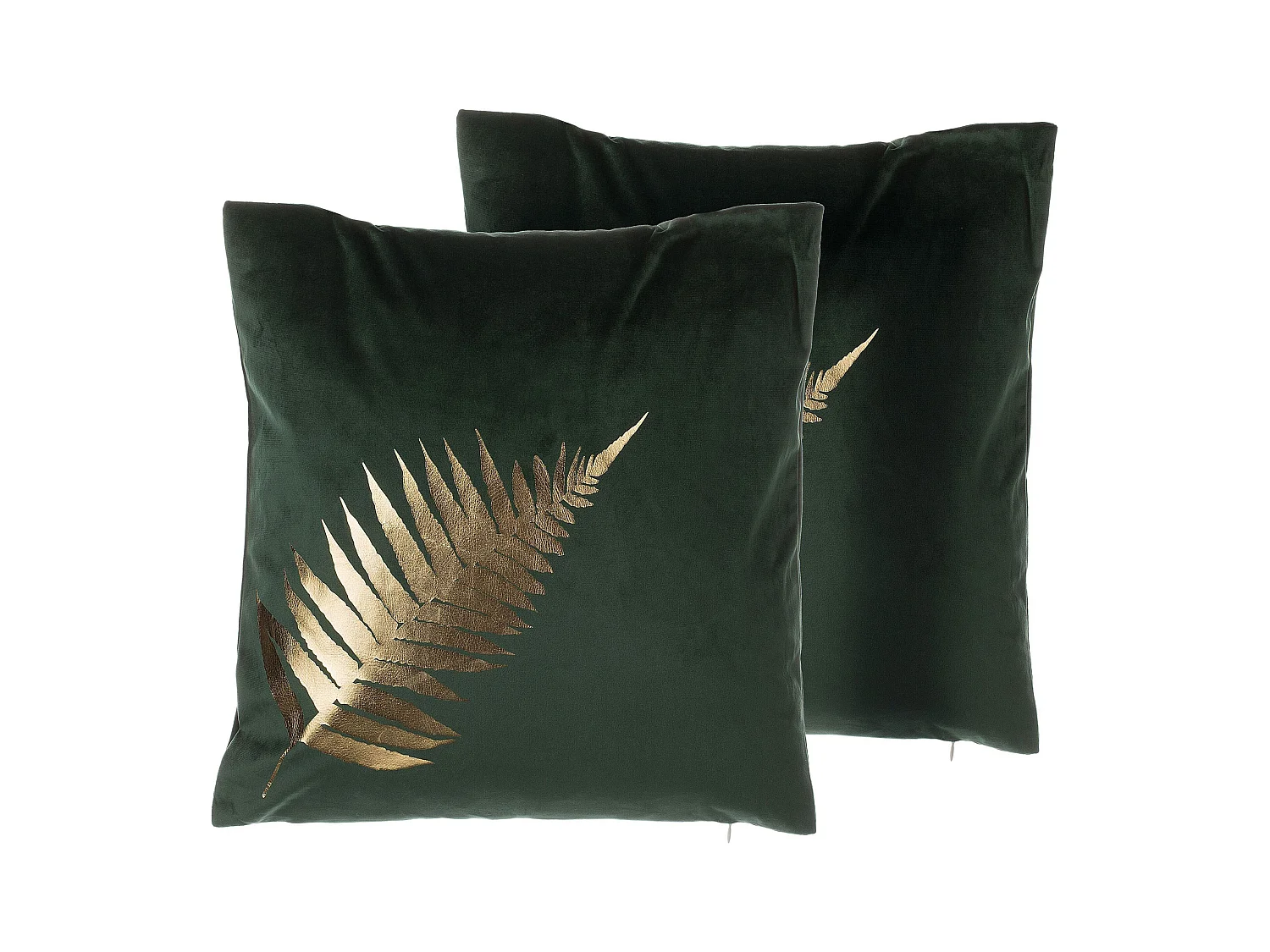 Dekokissen 2er Set FERN Samtstoff 45 x 45 cm Dunkelgrün Pflanzenmuster