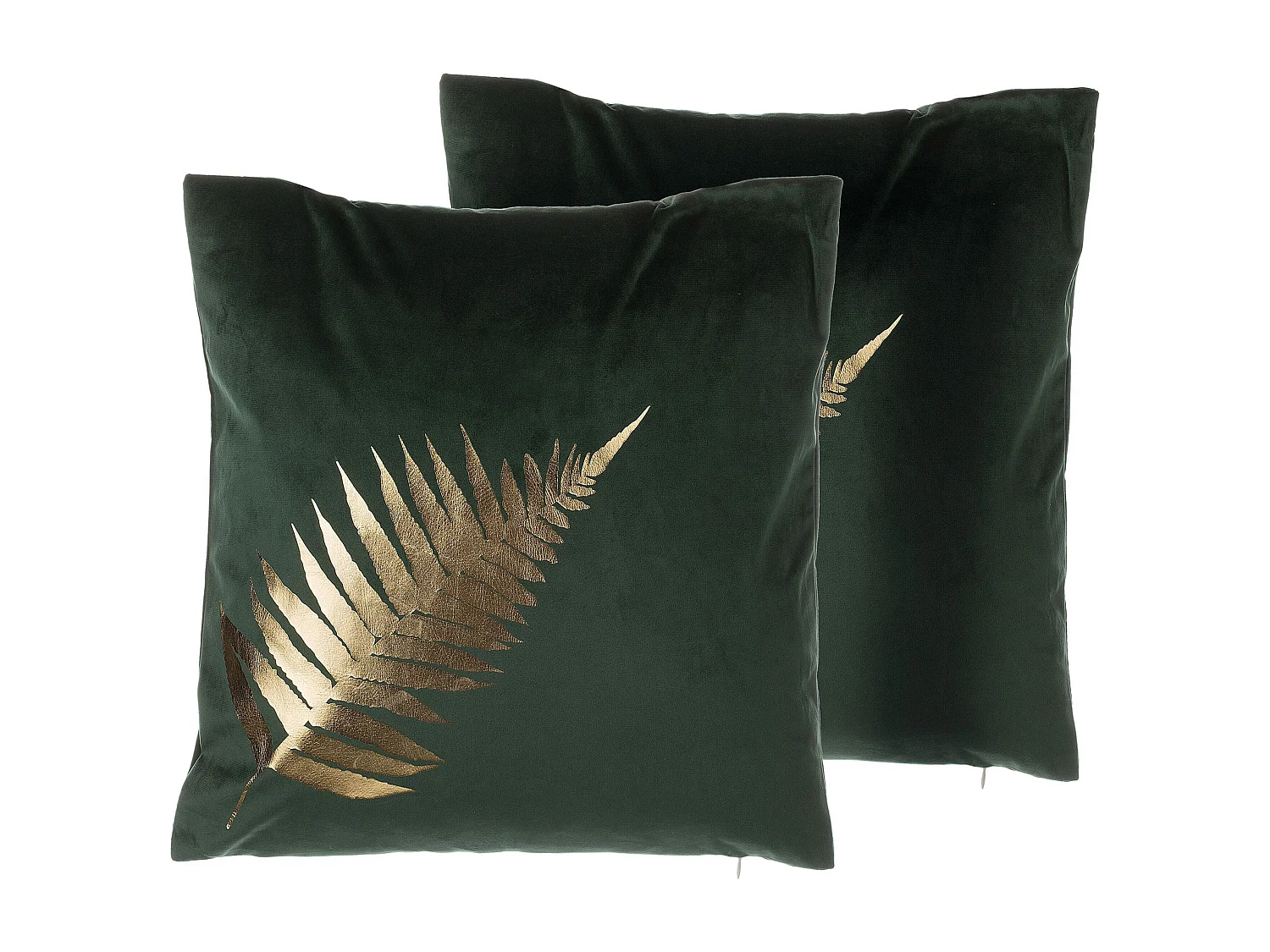 Lot de 2 coussins décoratifs FERN Velours 45 x 45 cm Vert foncé Motif de plante