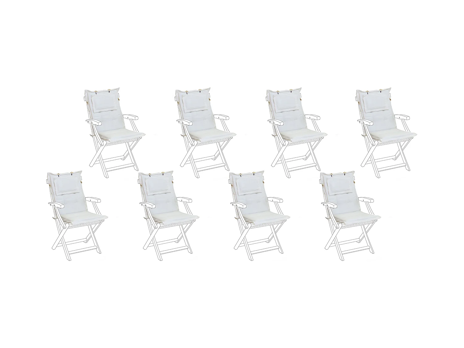 Lot de 8 coussins de jardin MAUI 40 x 54 cm Blanc cassé