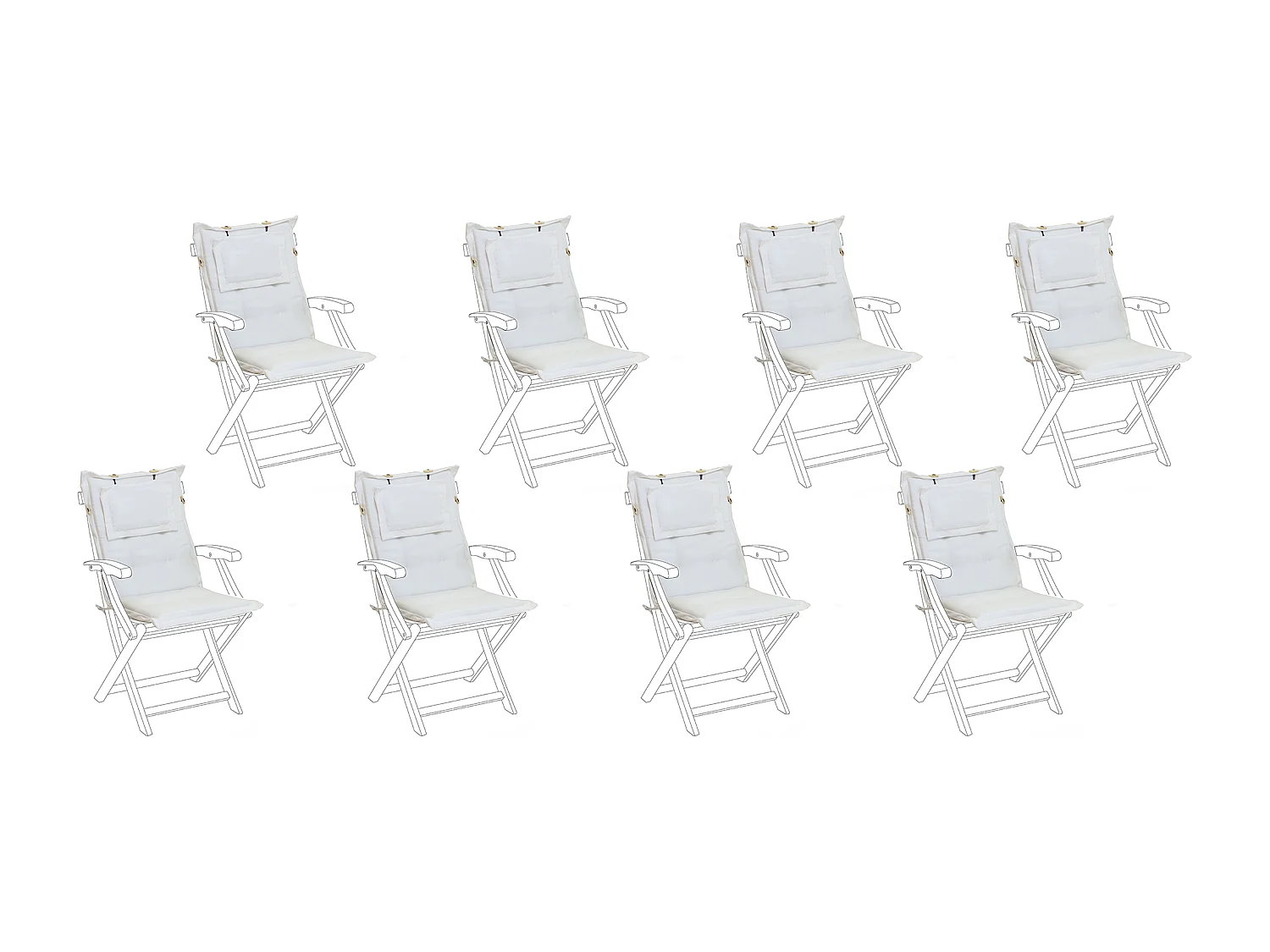 Lot de 8 coussins de jardin MAUI 40 x 54 cm Blanc cassé