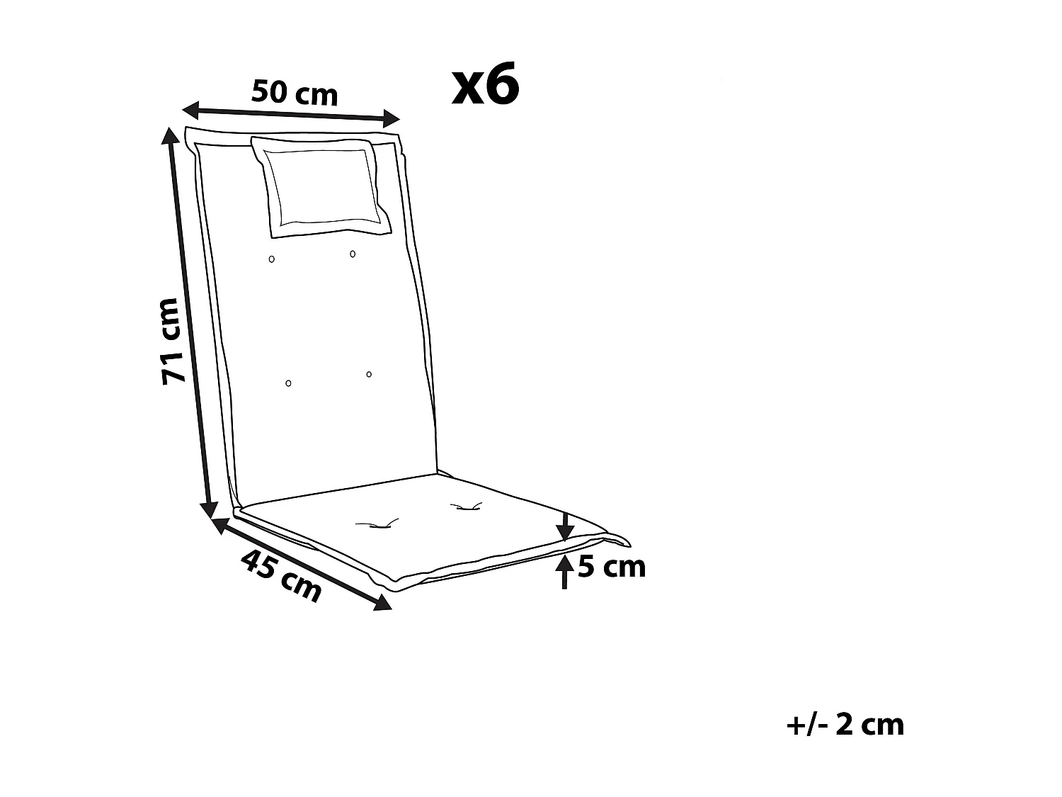 Lot de 6 coussins de jardin JAVA/AMANTEA 50 x 70 cm Taupe