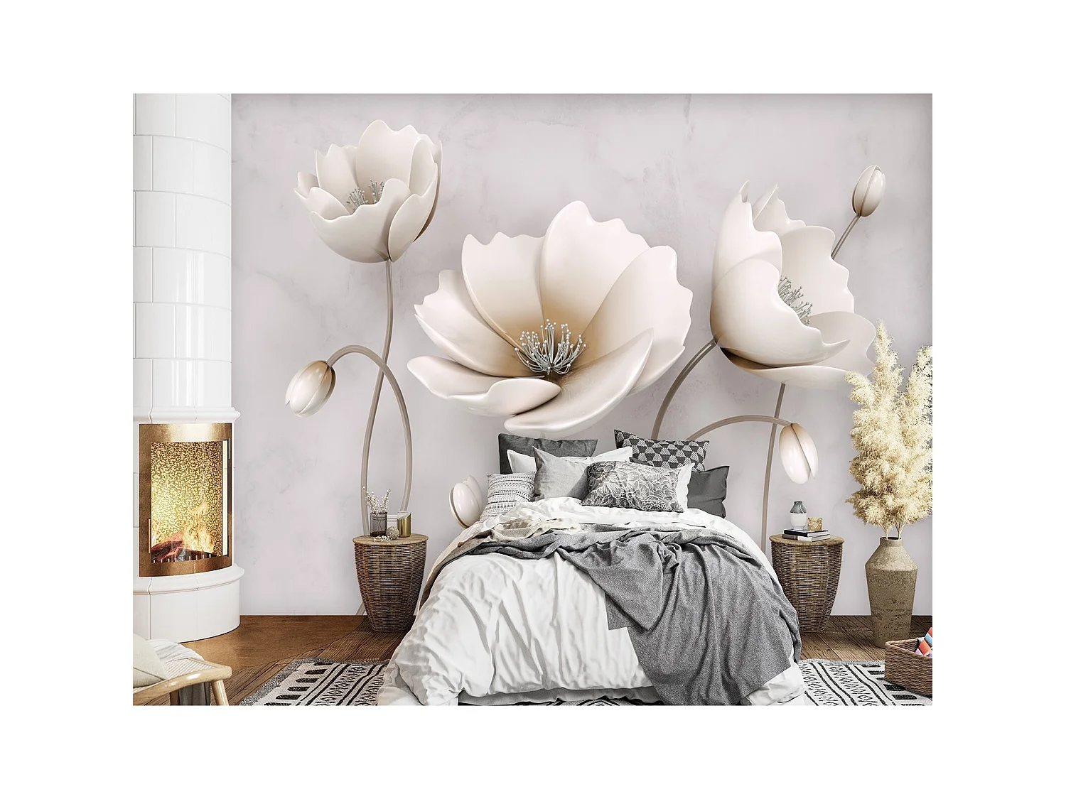 Papier peint fleurs abstraites - 150 x 105 cm