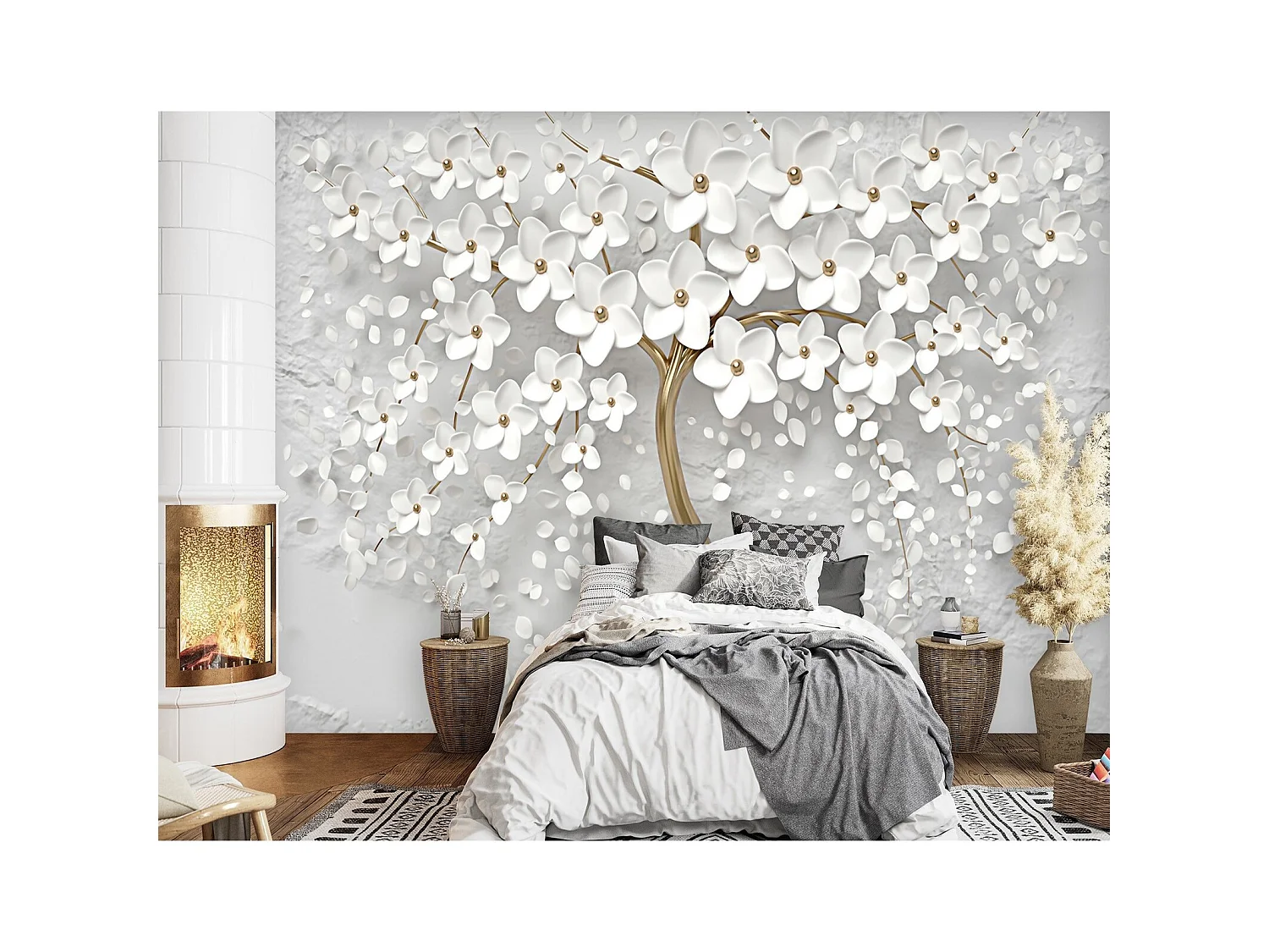 Papier peint arbre à fleurs abstraites - 350 x 245 cm