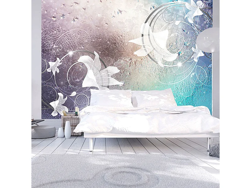 Papier peint adhésif Fleurs de verre - 147 x 105 cm