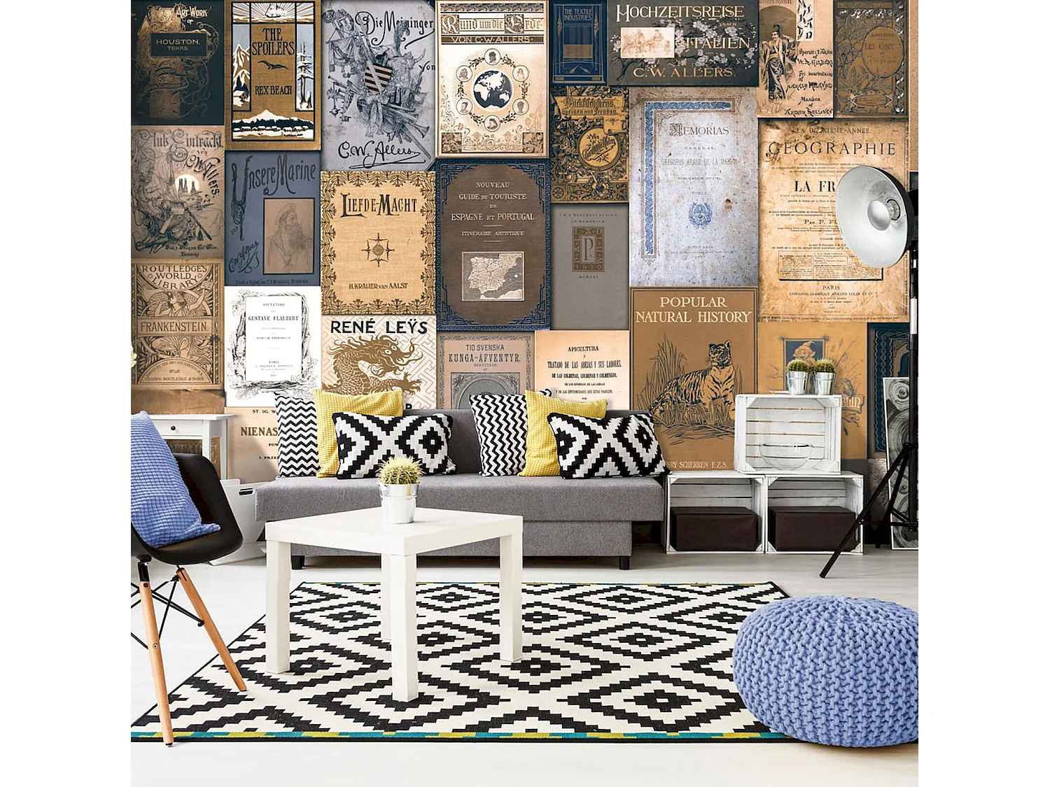 Papier peint adhésif Mosaïque littéraire - 147 x 105 cm