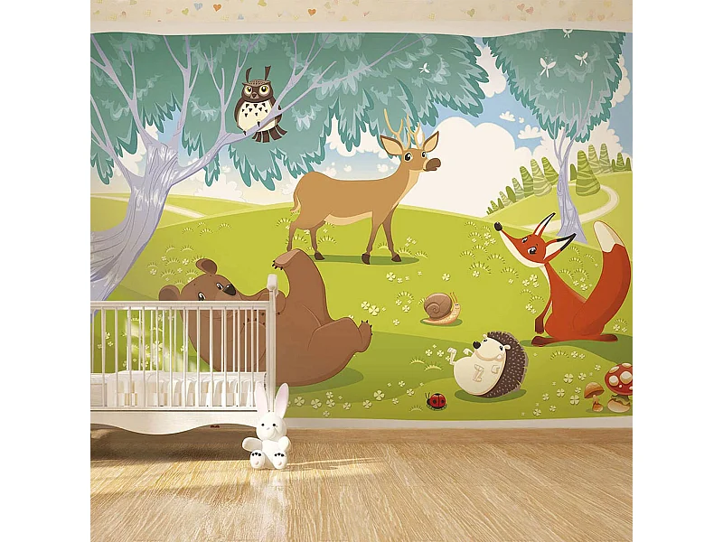 Papier peint adhésif Forêt d'animaux - 147 x 105 cm