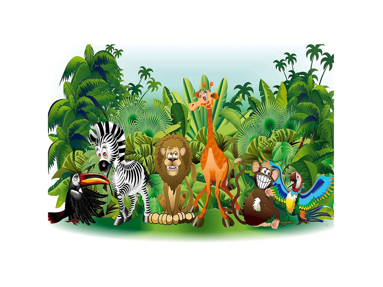 Papier peint adhésif Animaux de la jungle - 98 x 70 cm