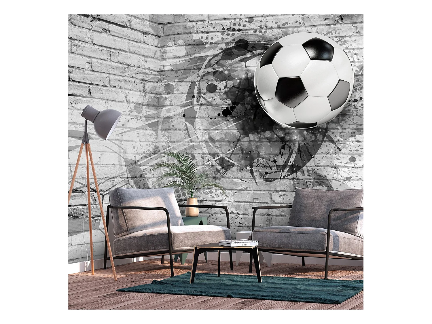 Papier peint adhésif Jeu de football - 196 x 140 cm