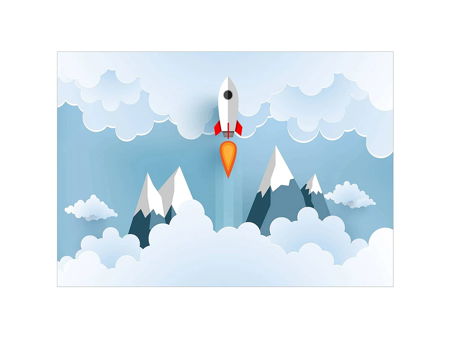 Papier peint adhésif Fusée dans les nuages - 98 x 70 cm