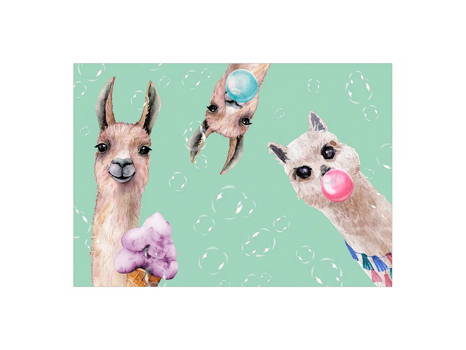 Papier peint adhésif Lamas fous - 98 x 70 cm