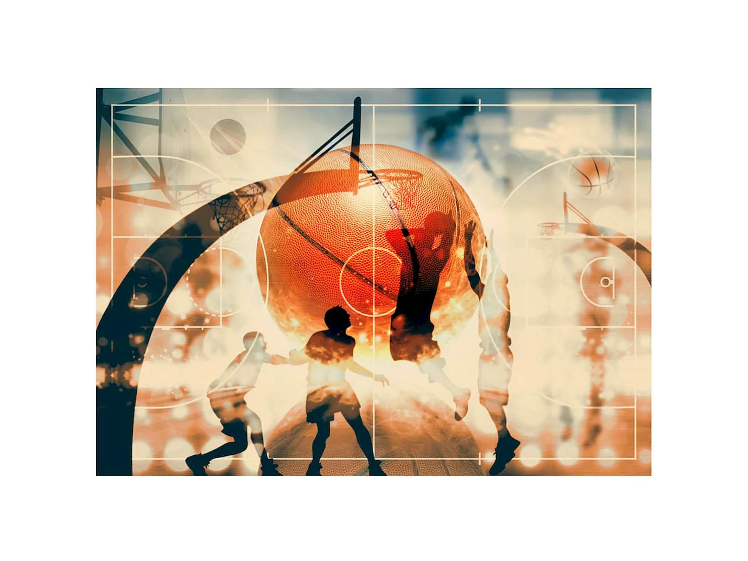 Papier peint adhésif J'adore le panier ! - 147 x 105 cm