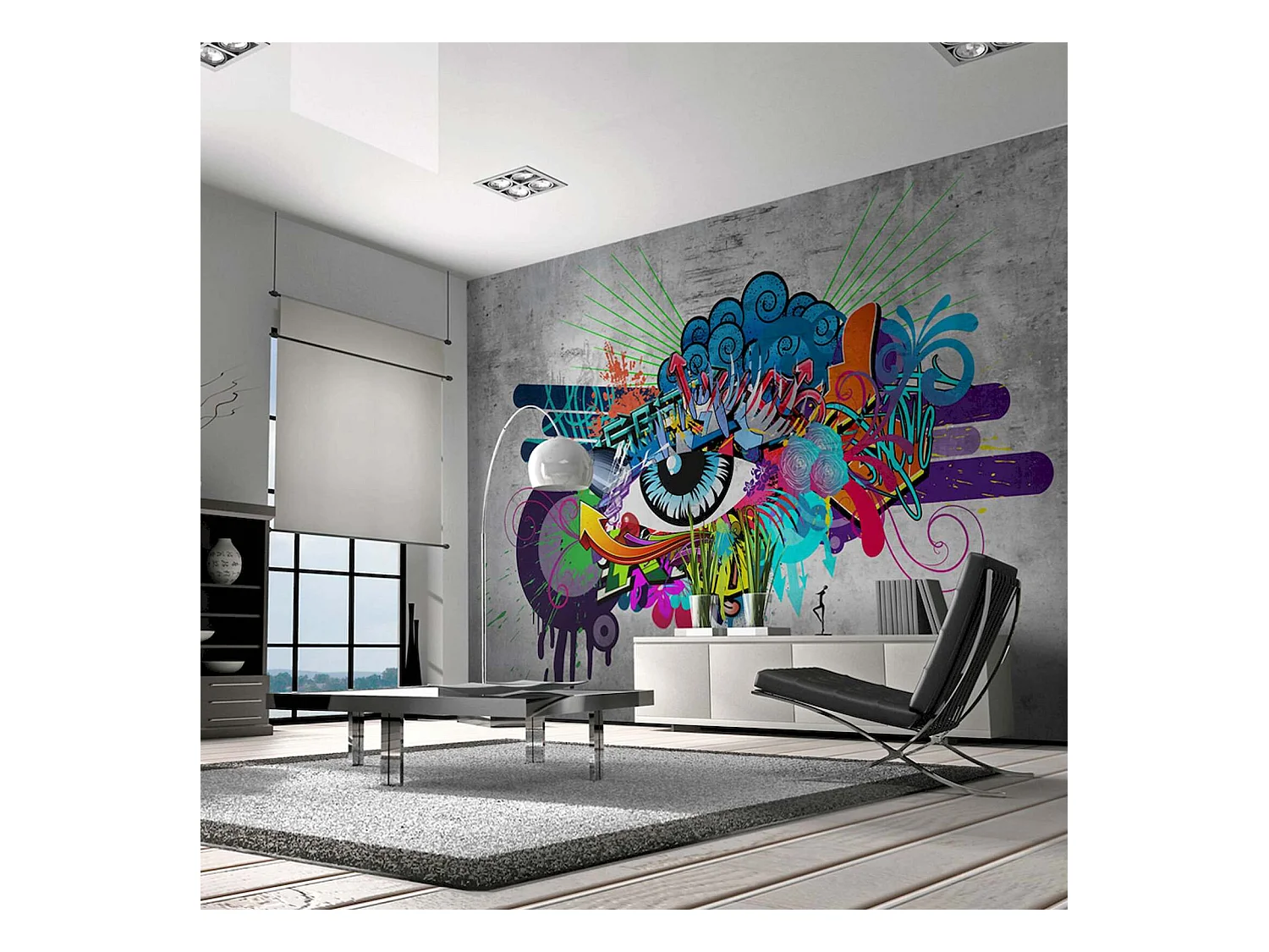 Papier peint adhésif Oeil de graffiti - 392 x 280 cm