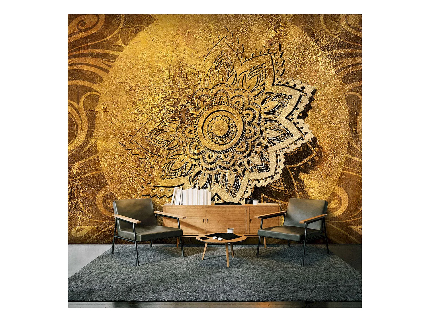 Papier peint adhésif Illumination dorée ii - 490 x 280 cm