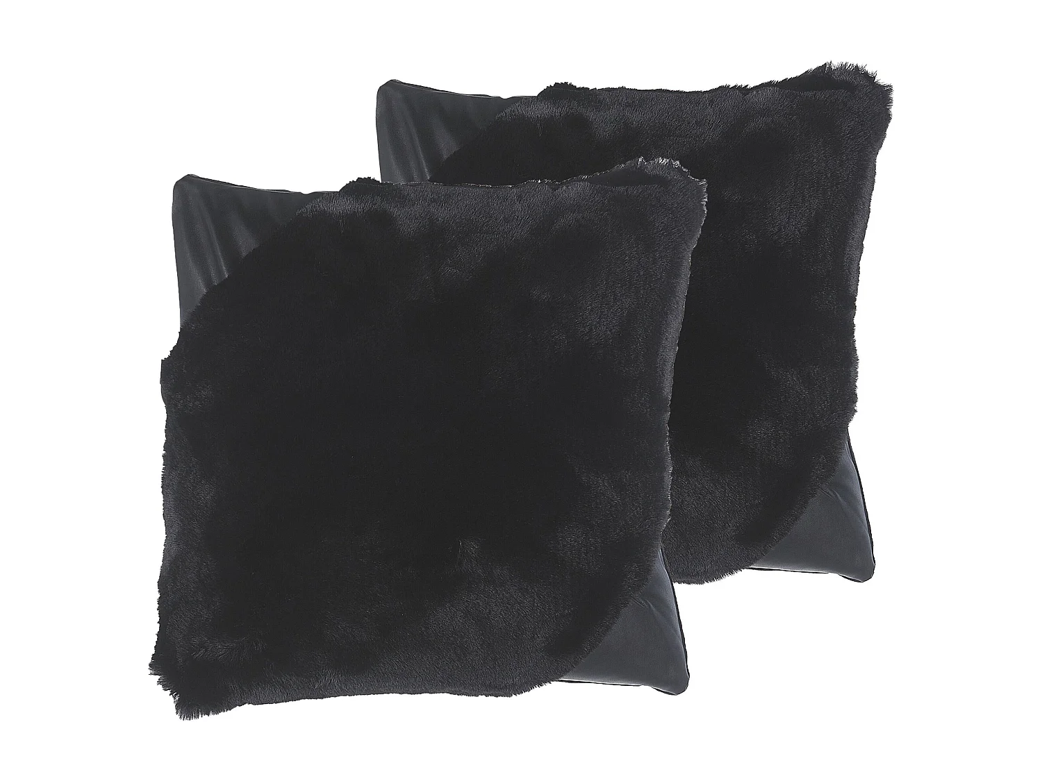 Lot de 2 coussins décoratifs EHNAR Bouclé 42 x 42 cm Noir Unicolore