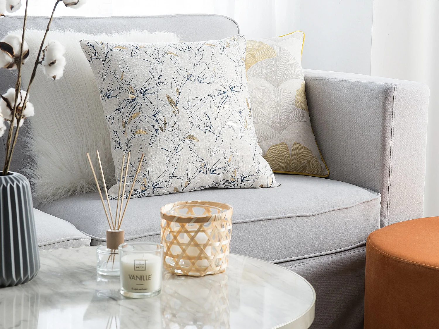 Set van 2 decoratieve kussens ARBOR 45 x 45 cm Beige Bloempatroon